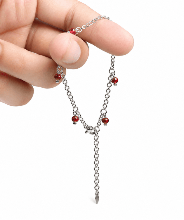 Crimson Drop Chain Bracelet