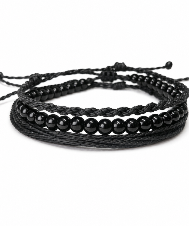 Midnight Beads Trio Bracelet