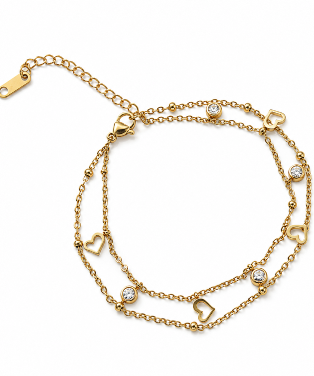 Golden Heart Charm Bracelet